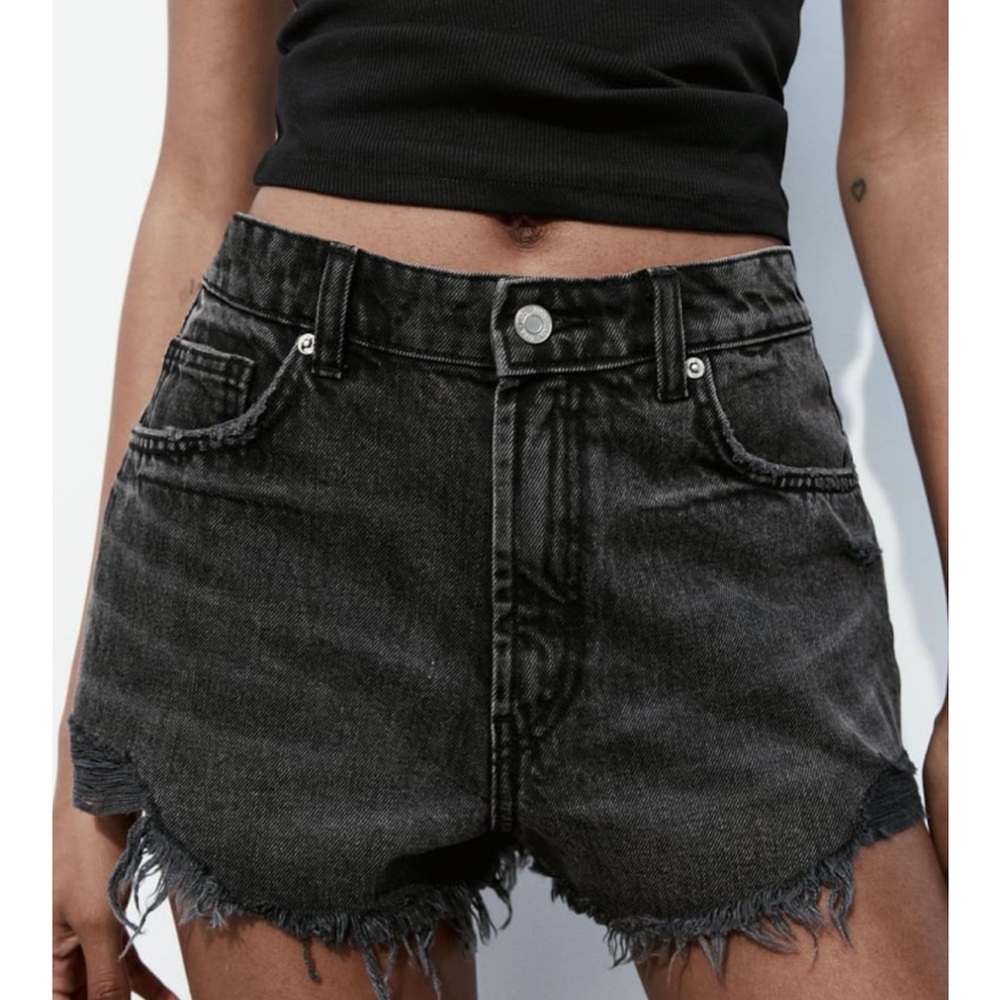 Zara High Waist Black Denim Short